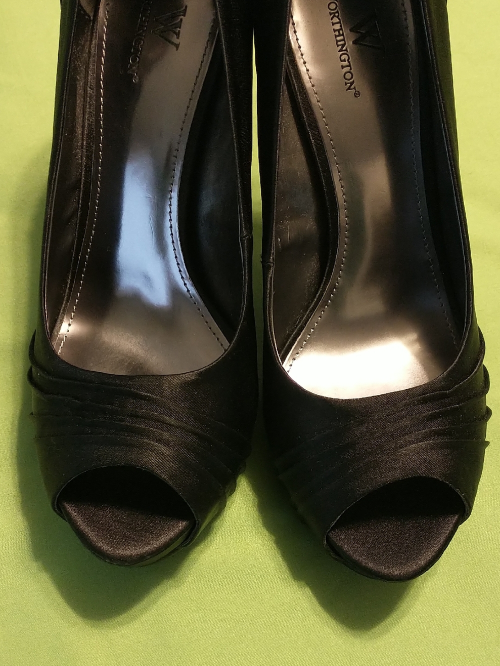 Worthington Black Satin Peep-Toe Evening Shoes - Picture 4 of 10